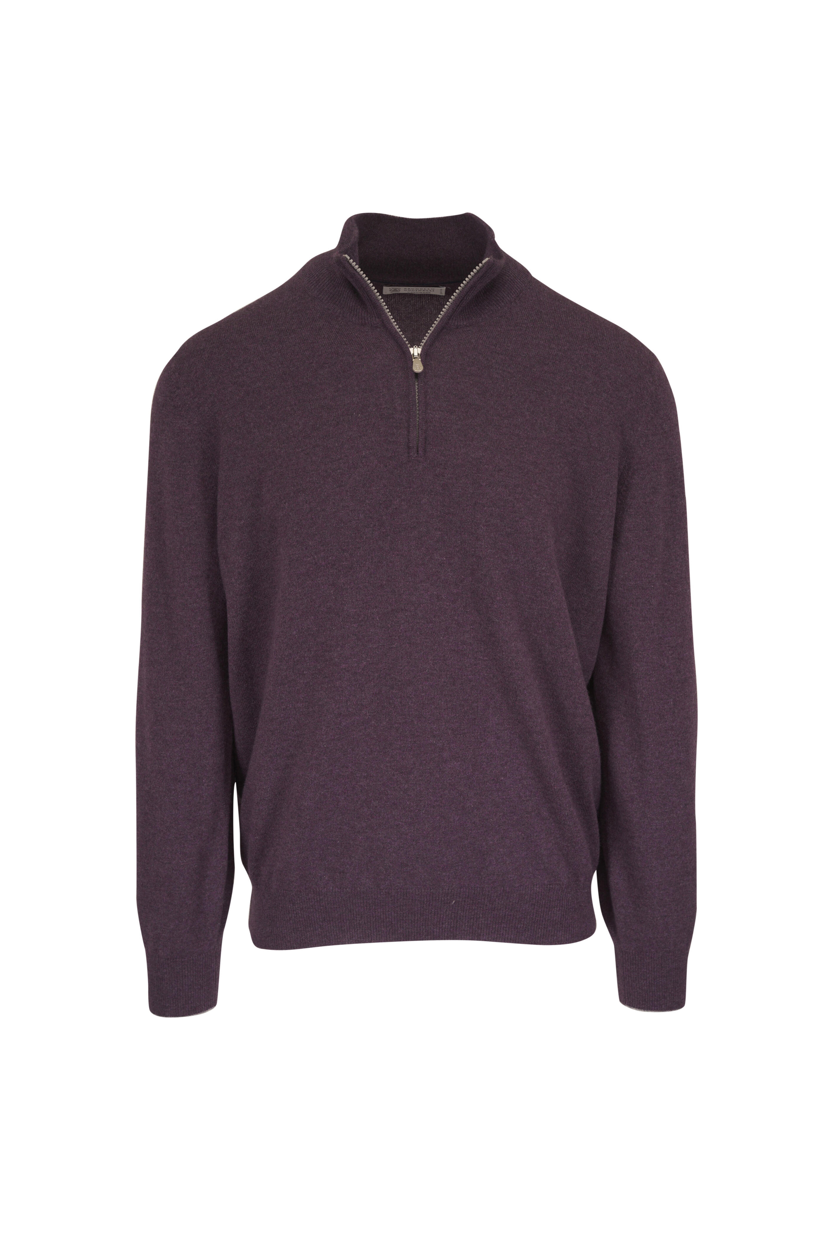 Brunello Cucinelli - Purple Cashmere Quarter Zip Sweater - view 1