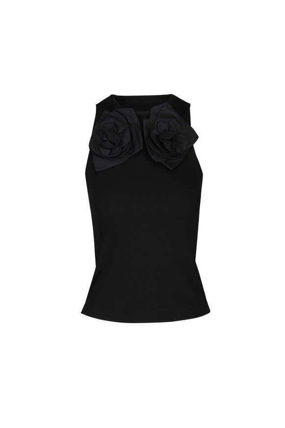 Aknvas Black Camille Flower Tank