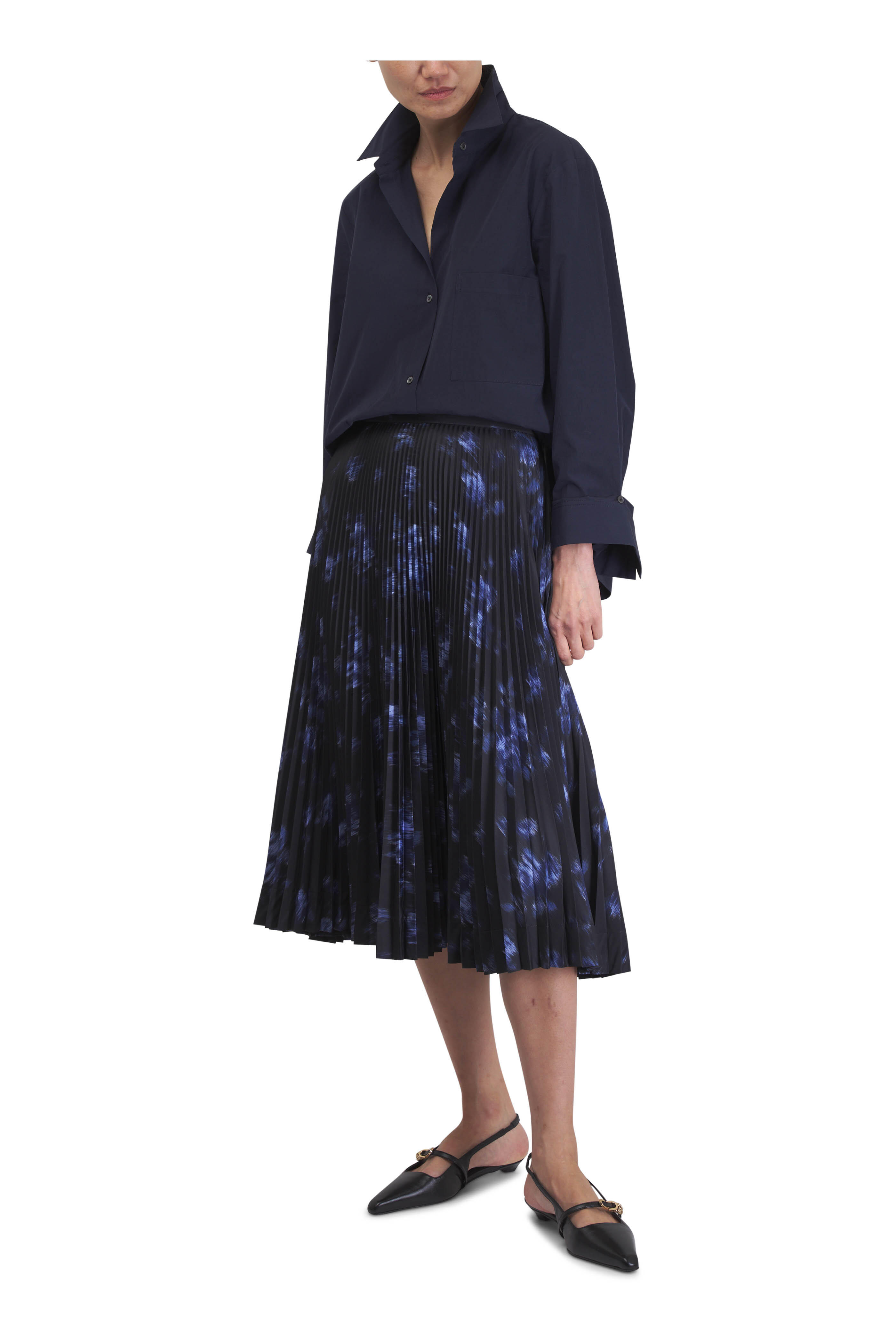 TWP - Next Morning Dark Midnight Cotton Poplin Blouse