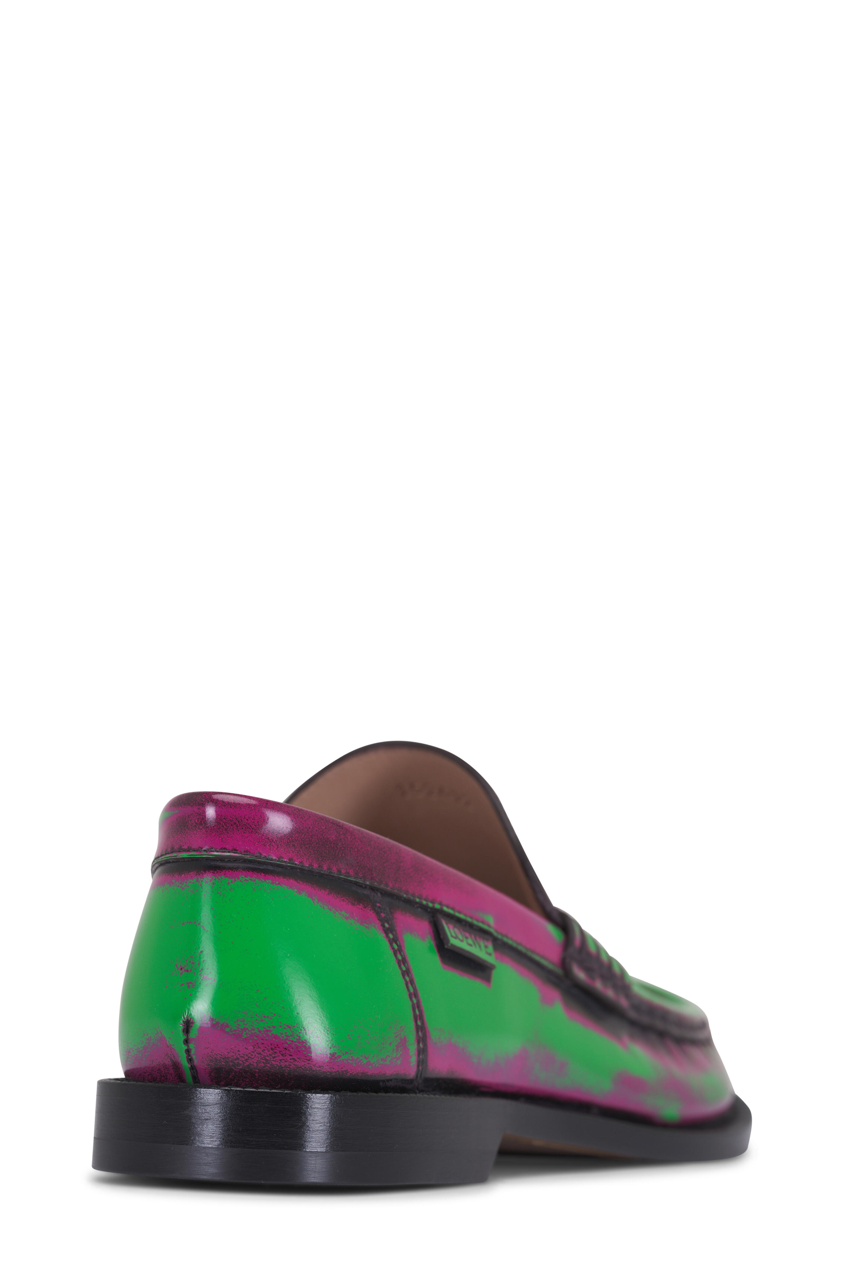 ローファー・オックスフォード LOEWE Multicolor leather Campo loafers Loewe - Campo Green & Pink Brushed Leather Loafer
