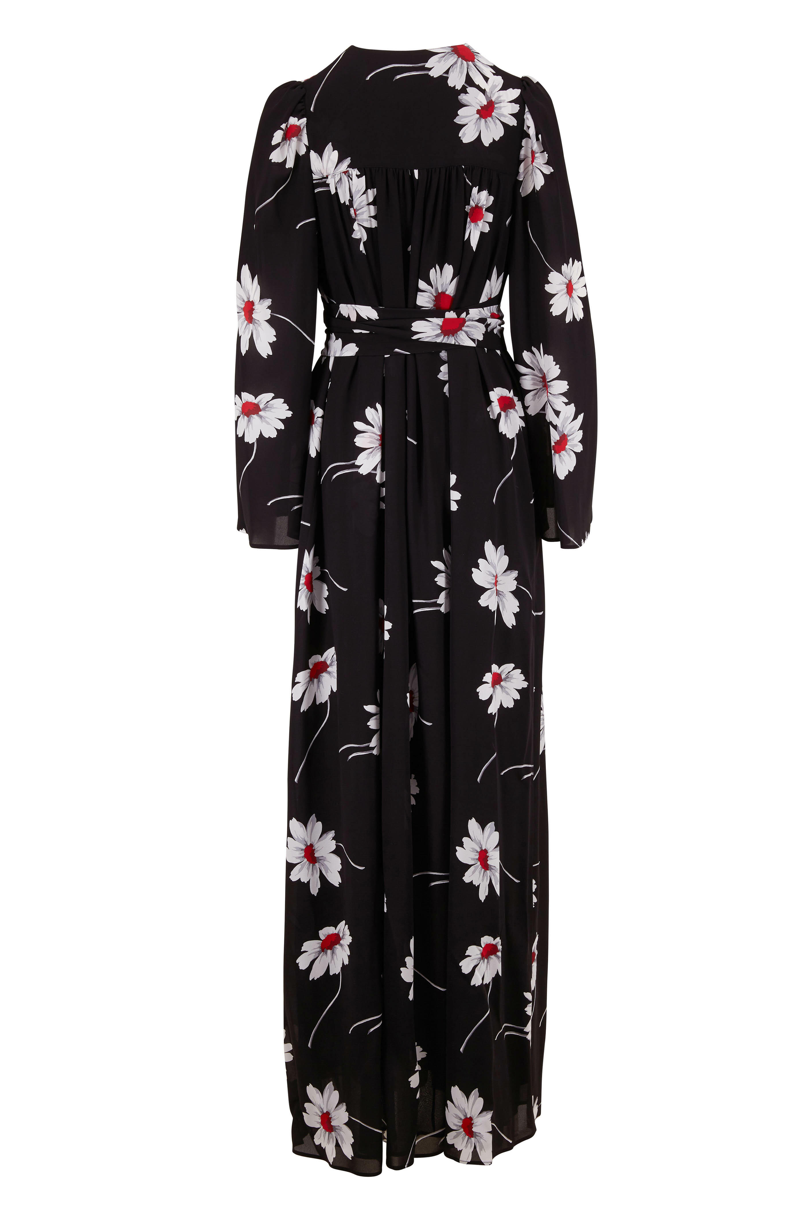 Michael Kors Collection - Black & Red Floral Silk Georgette Caftan