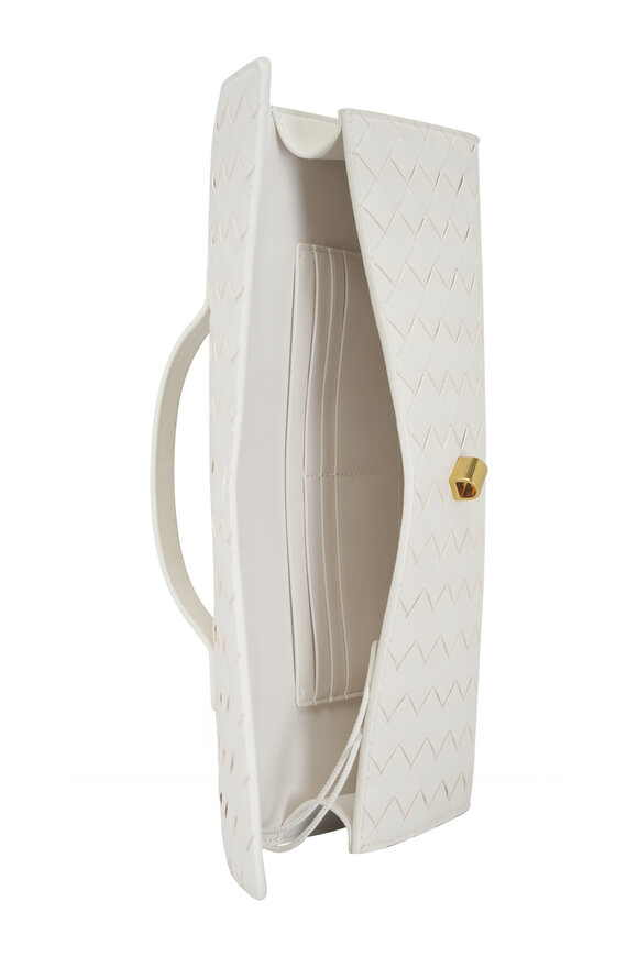 Bottega Veneta - Andiamo White Intrecciato Leather Clutch