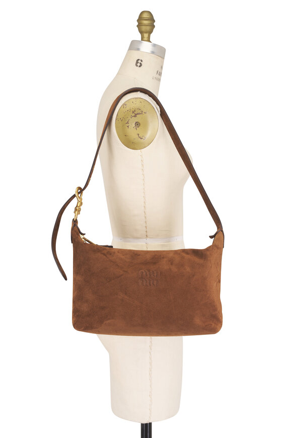 Miu Miu Small Camoscio Cocoa Brown Suede Shoulder Bag - view 5