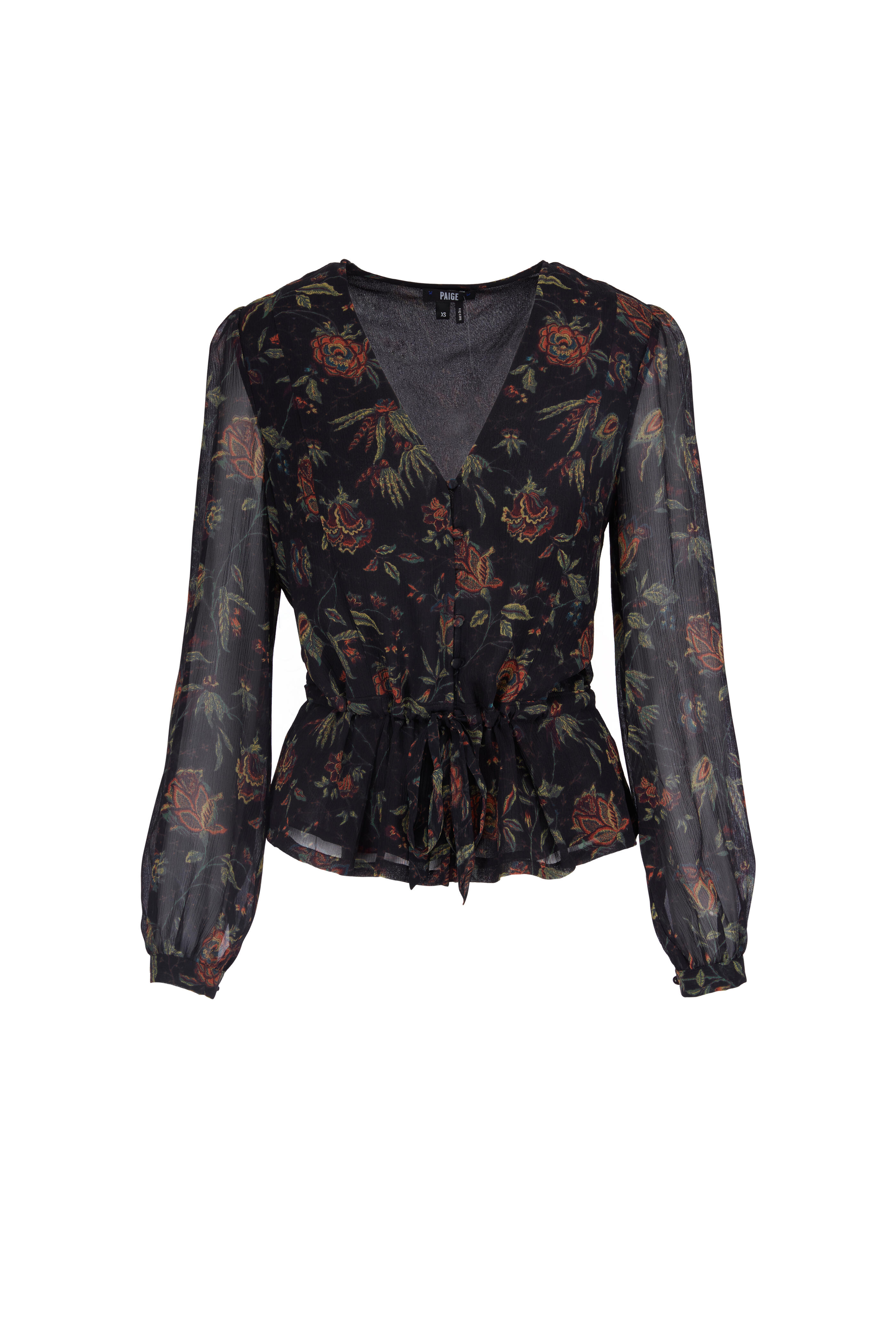 Paige - Cameron Black Silk Floral Blouse
