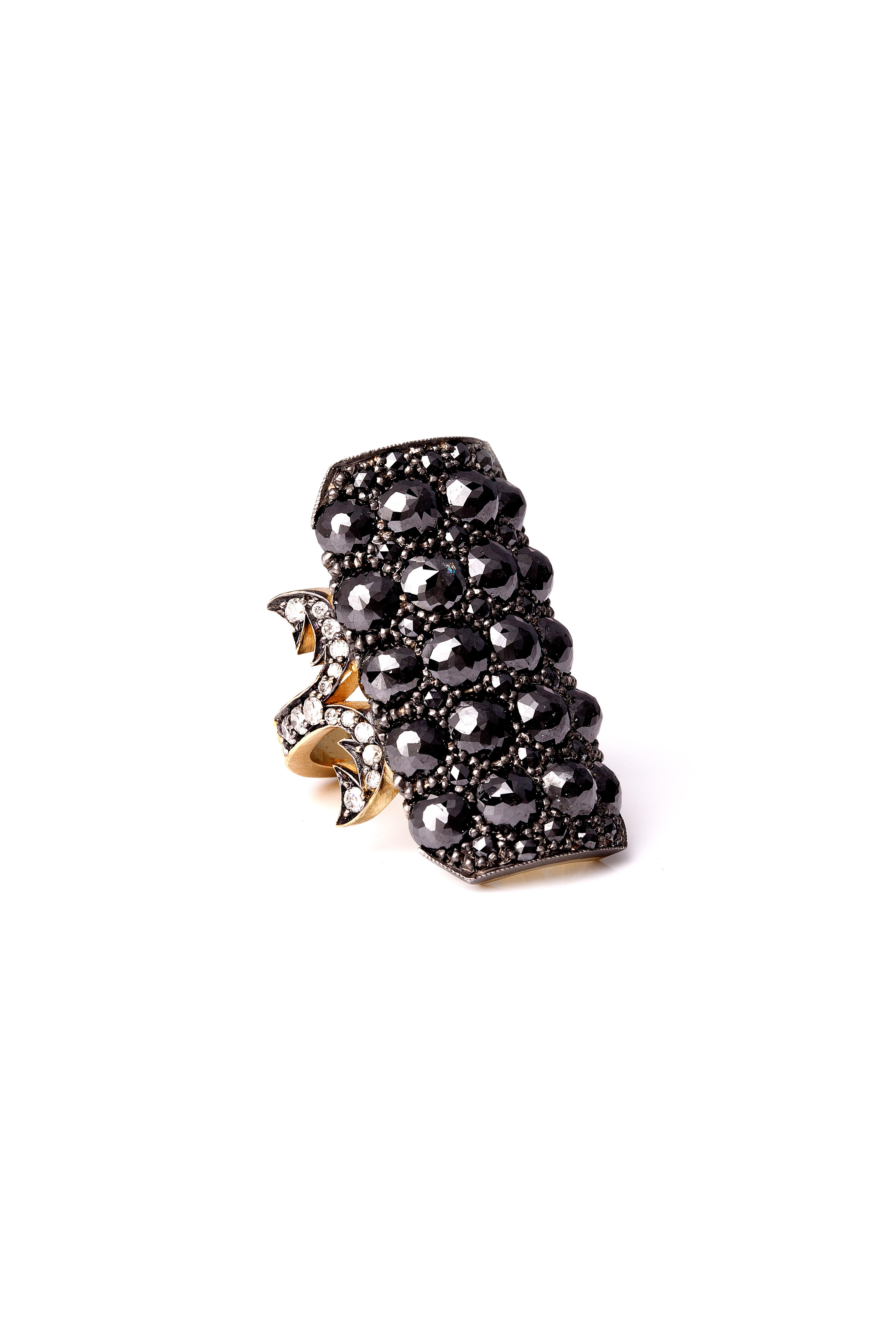 Sylva & Cie - 18K Yellow Gold Black Diamond Ten Table Ring