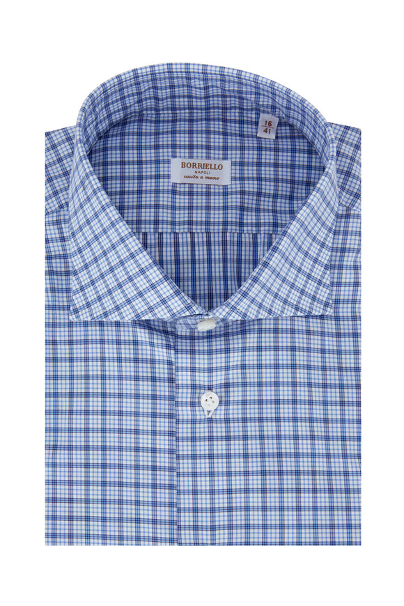 Borriello Light Blue Plaid Dress Shirt