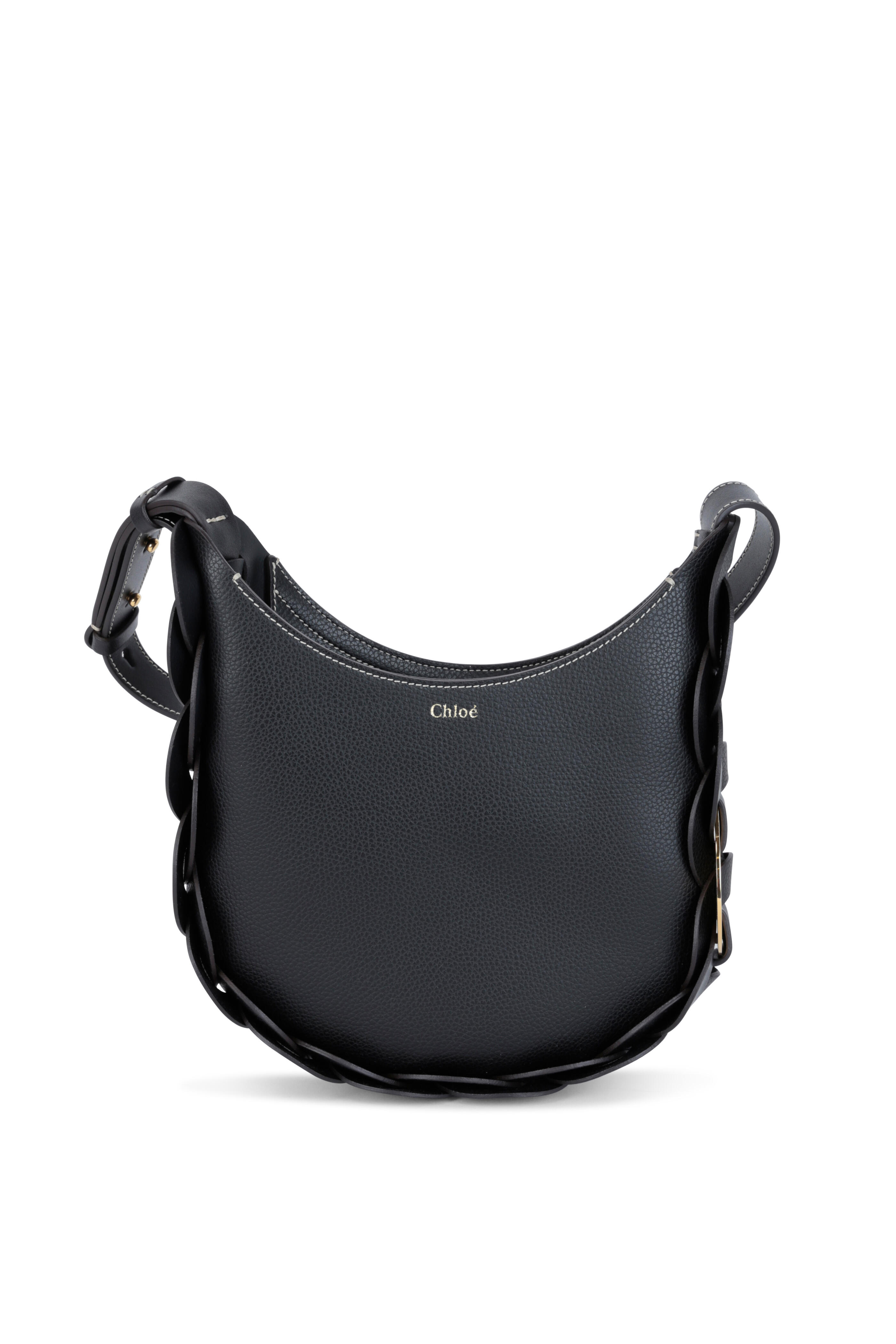 Chloé - Darryl Black Grained Leather Small Hobo Bag