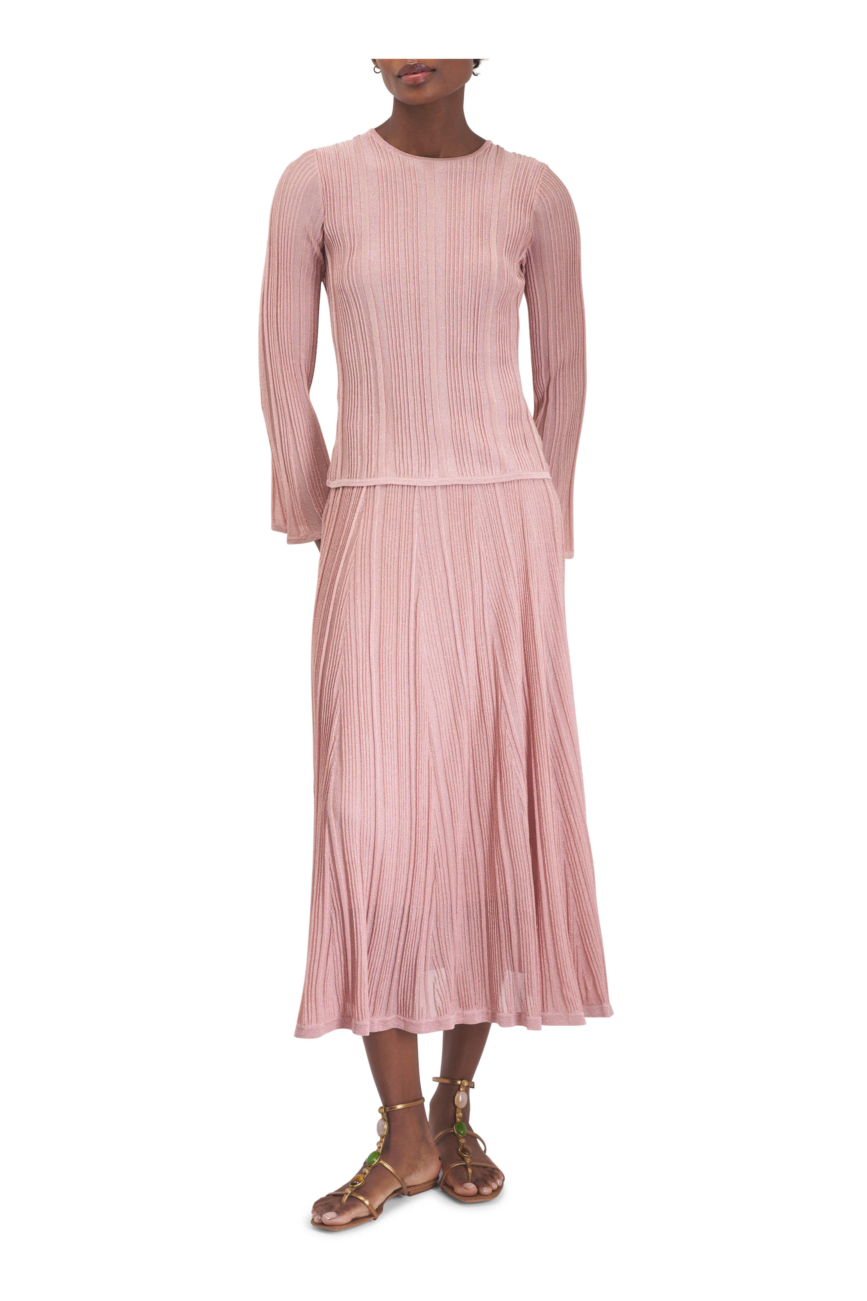 ワンピース ZIMMERMANN Women Mid Skirts 2193DR251SCAFLO PINK Zimmermann - Lucky Metallic Pink Skirt | Mitchell Stores