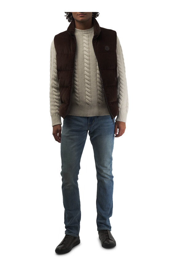 Moncler - Light Beige Wool & Cashmere Cable Knit Sweater