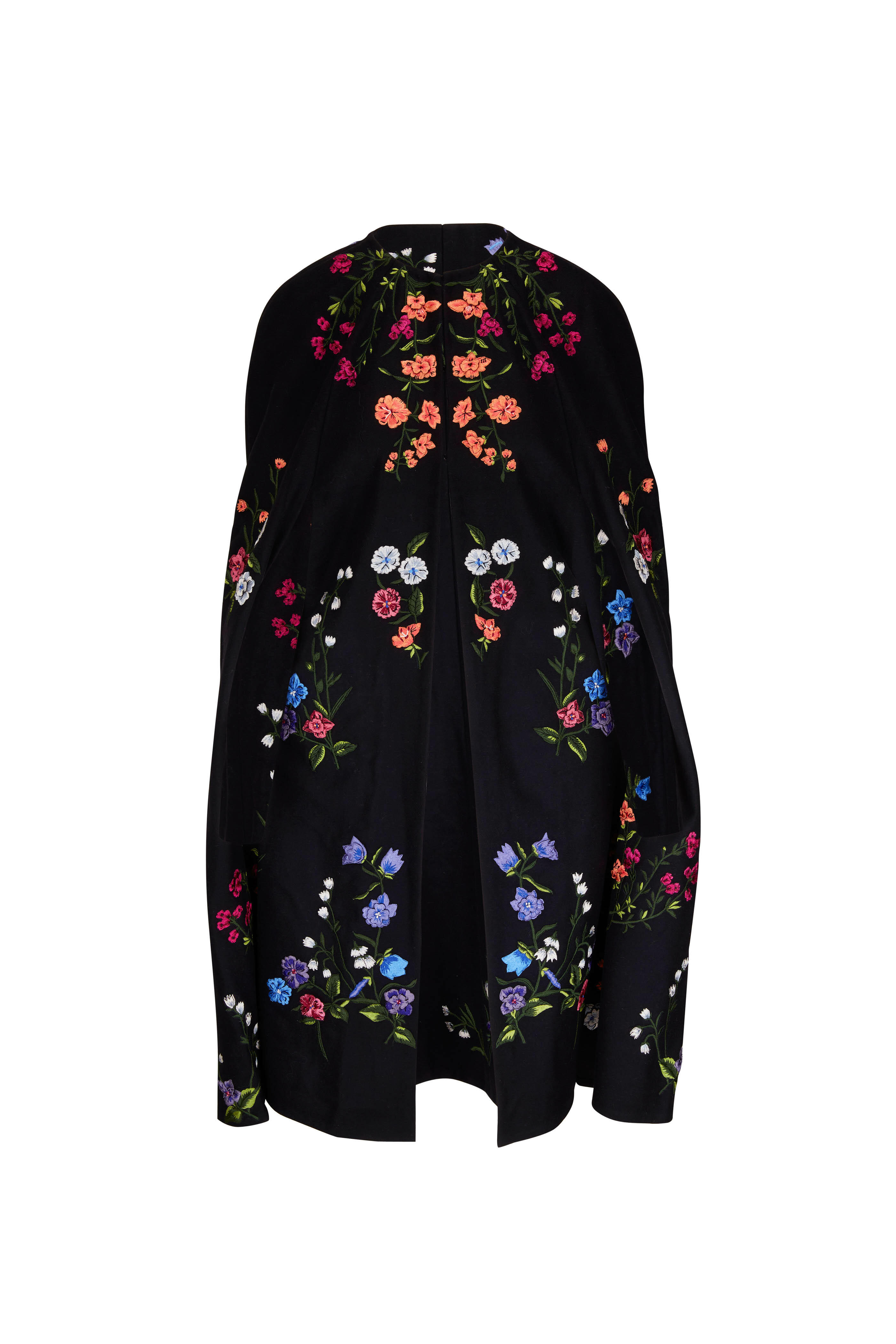 Carolina Herrera - Floral Embroidered Mid-Length Cape