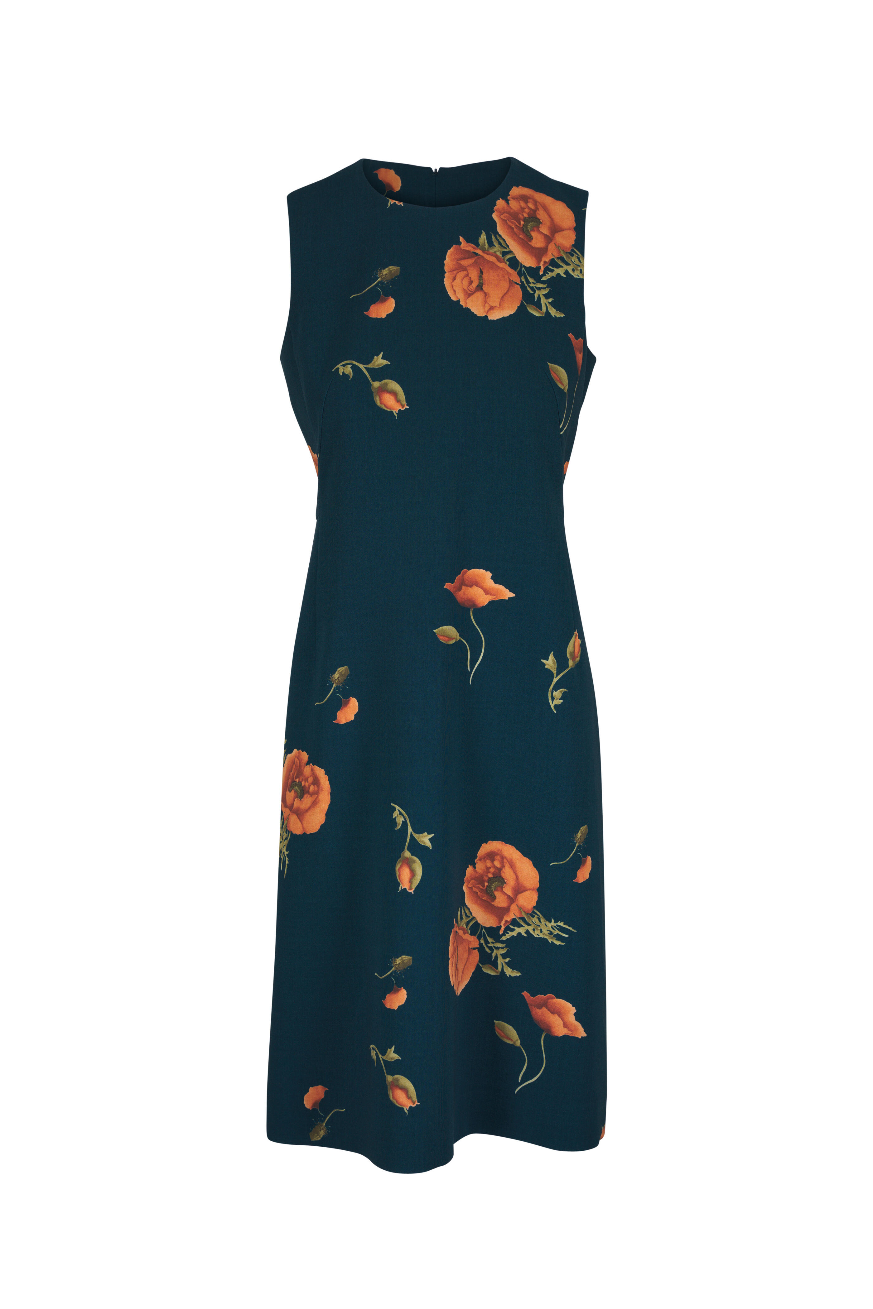 Akris - Anemone Green Floral Print Wool Dress