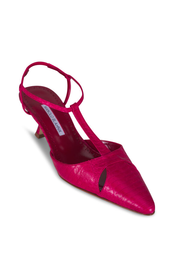 Manolo Blahnik Turgimod Red T-Bar Pump, 50mm