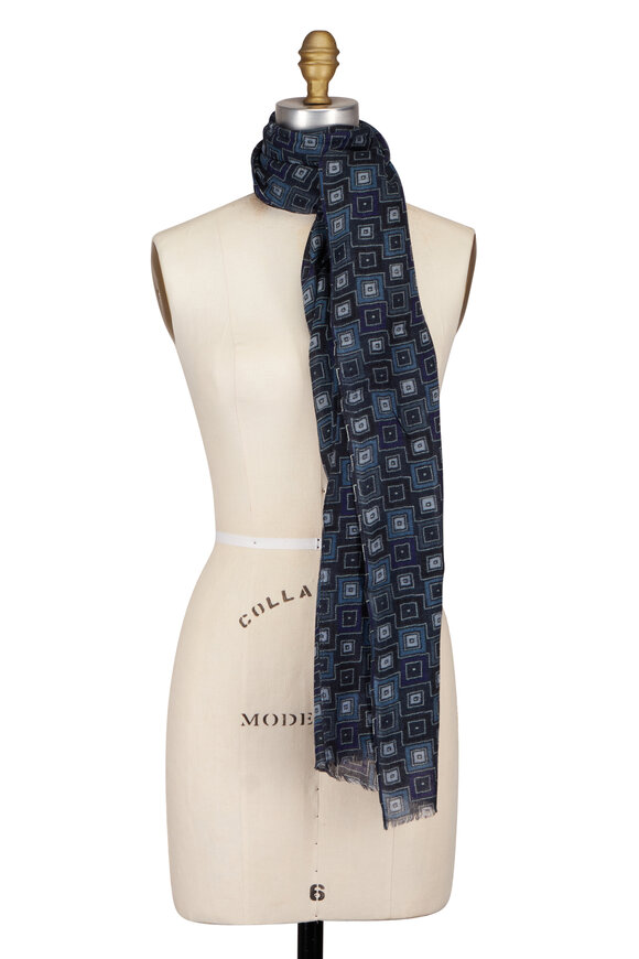 Chelsey Imports Blue Challis Print Wool Scarf - view 1