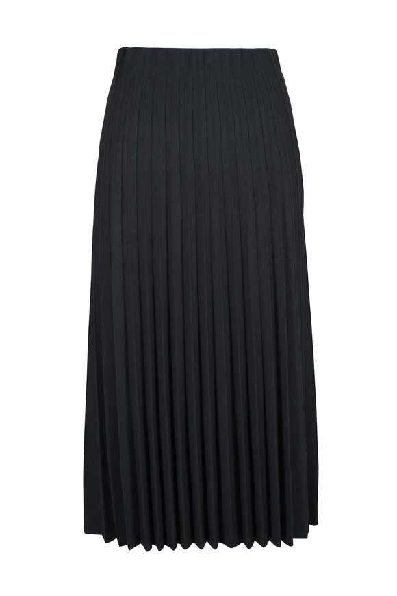 Agnona Bottle Green Wool, Silk & Cashmere Plisse Skirt