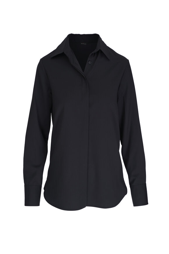 Kiton Black Diamond Wool Blouse 