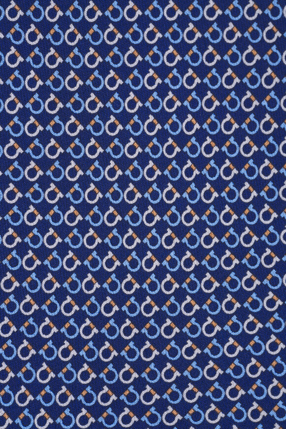 Ferragamo Royal Blue Gancini Print Silk Necktie - view 2