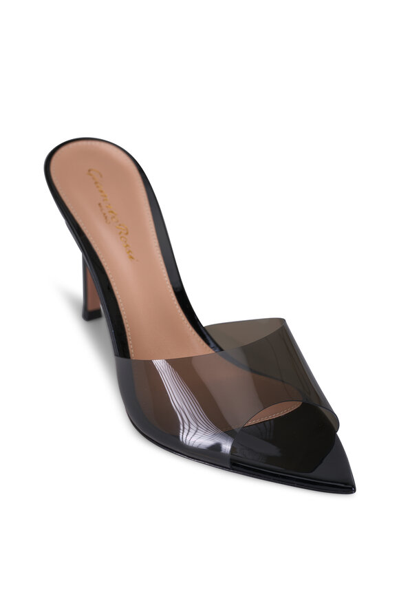 Gianvito Rossi Elle Black Plexi Sandal, 85mm