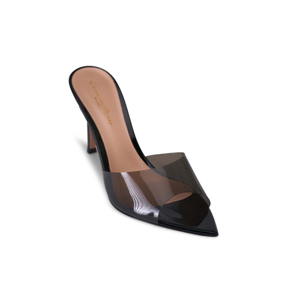 Gianvito Rossi - Elle Black Plexi Sandal, 85mm | Mitchell Stores