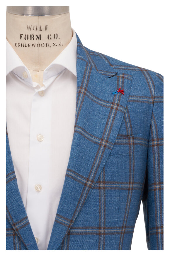 Isaia - Marechiaro Delain Aqua Plaid Sport Coat 