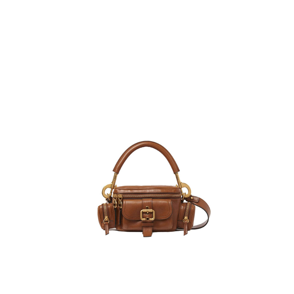 ショルダーバッグ・ポシェット CHLOE BROWN LEATHER CAMERA BAG Chloé Camera Bucket Bag in Shiny Leather in Clay brown