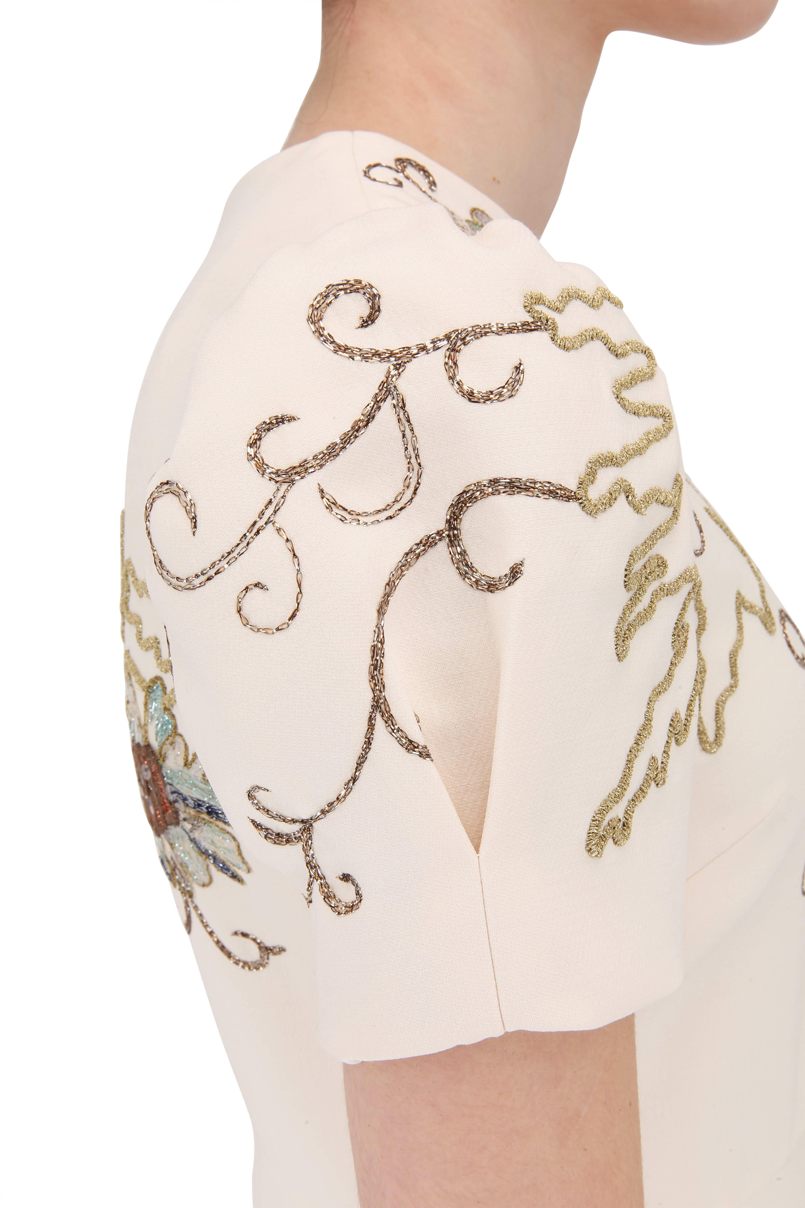 Valentino - Ivory Crêpe Couture Embellished Dress