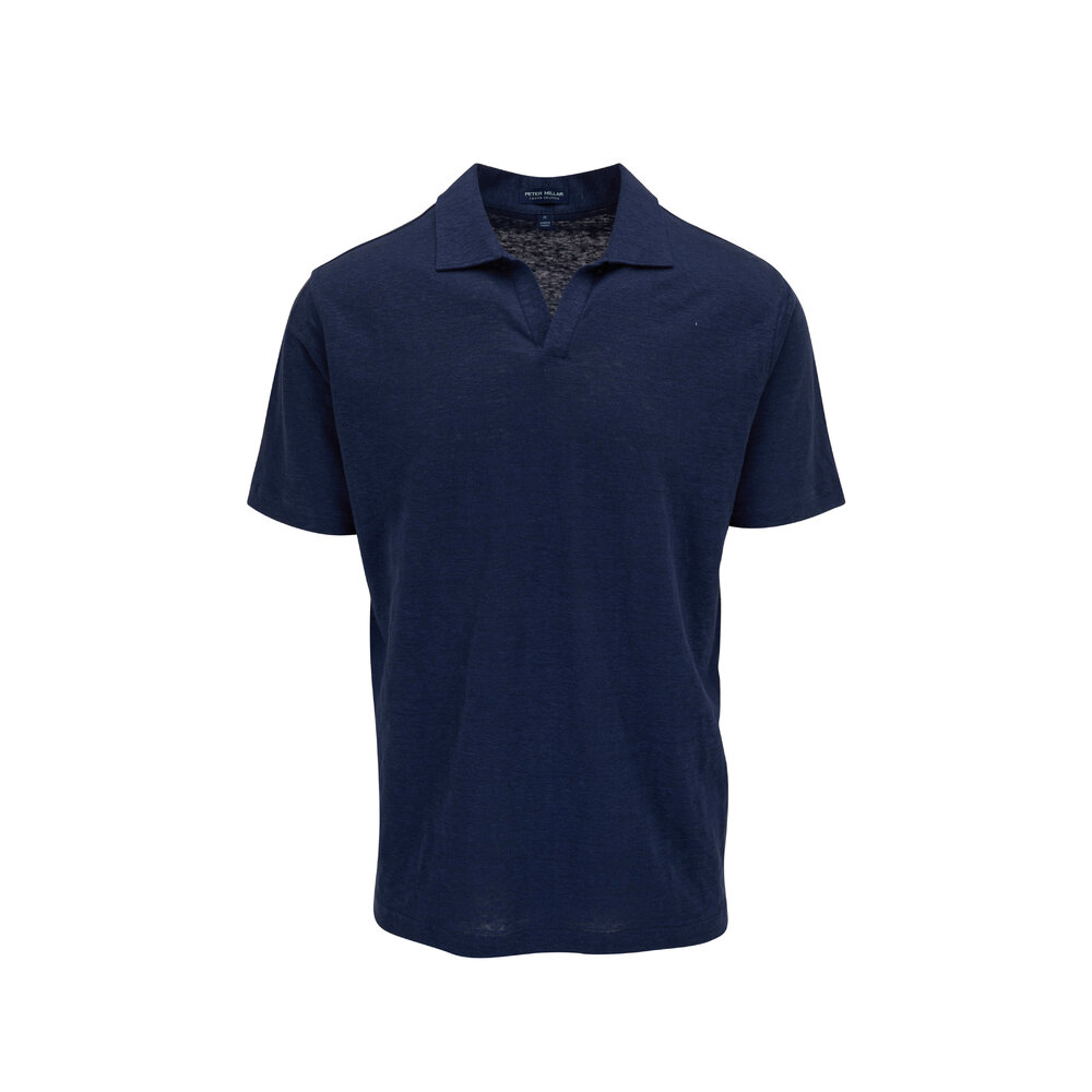 Peter Millar - Coastline Navy Linen Short Sleeve Riviera Polo