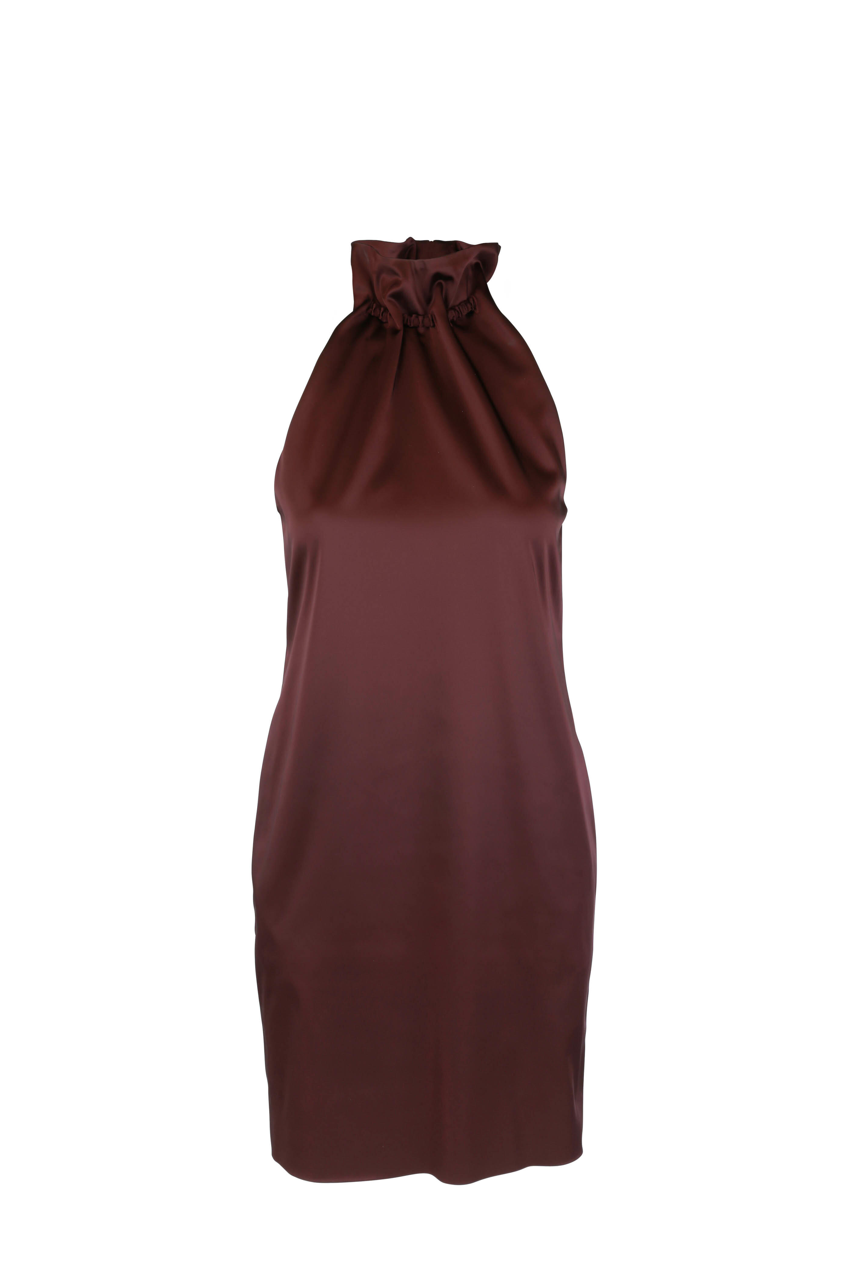 Rosetta Getty - Maroon Drawstring Neck Dress | Mitchell Stores