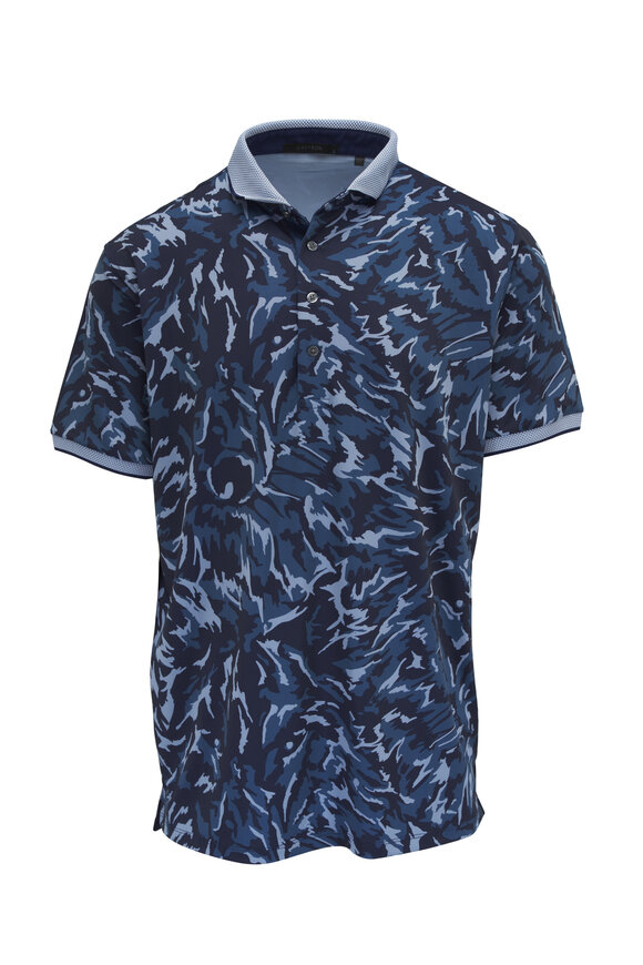 Greyson Fjord Blue Midas Wolf Camo Polo