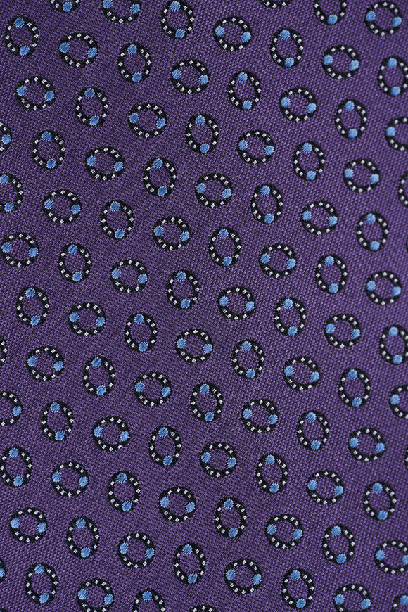 Zegna Purple Geometric Print Silk Necktie - view 2