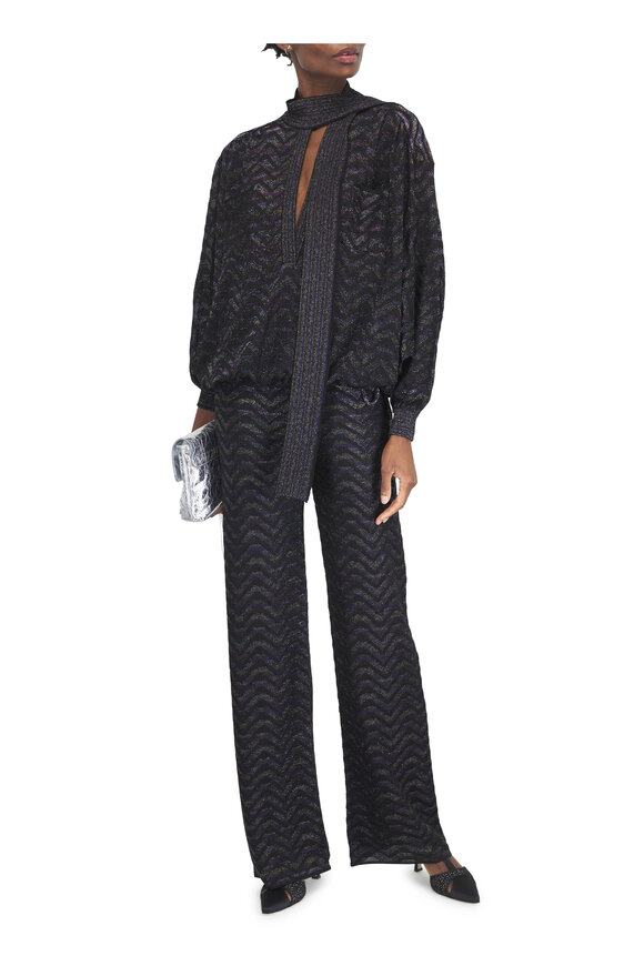 Missoni Multicolor Dark Toned Zig-Zag Flare Pant - view 2