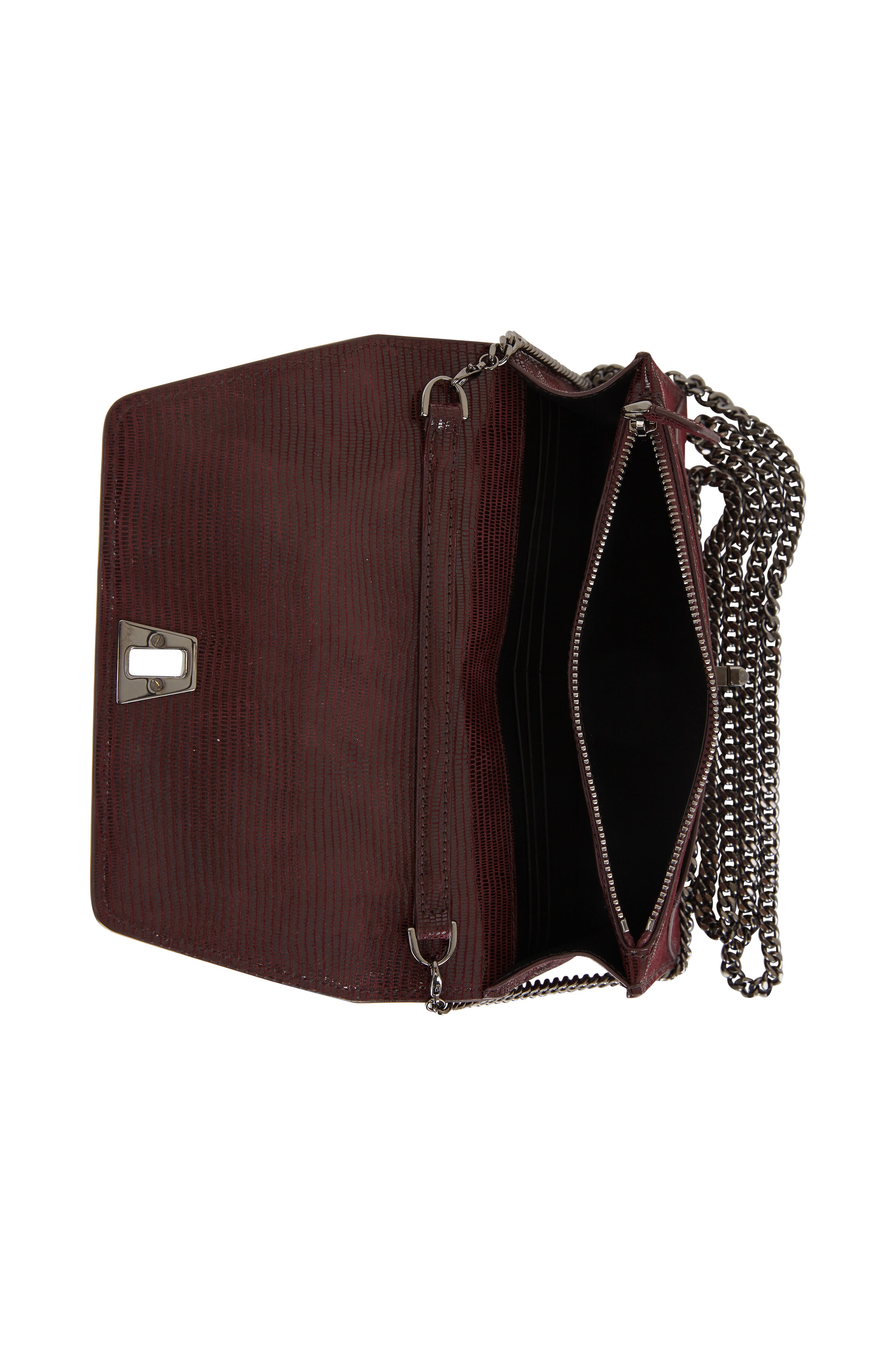 Akris - Anouk Cashmere Lamé Lizard Envelope Shoulder Bag