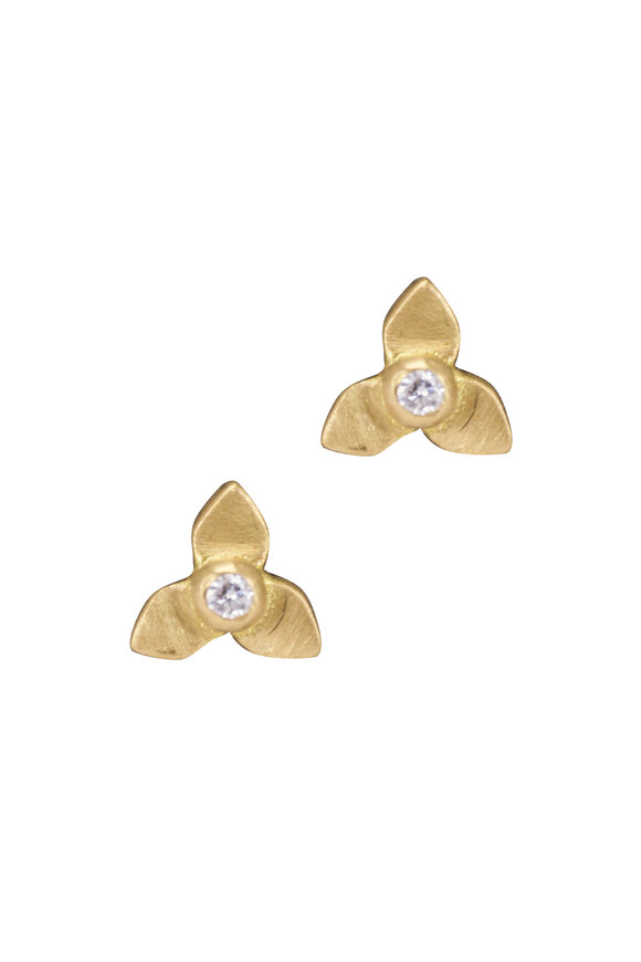 Mizuki - Yellow Gold Pearl & Diamond Bar Drop Earrings