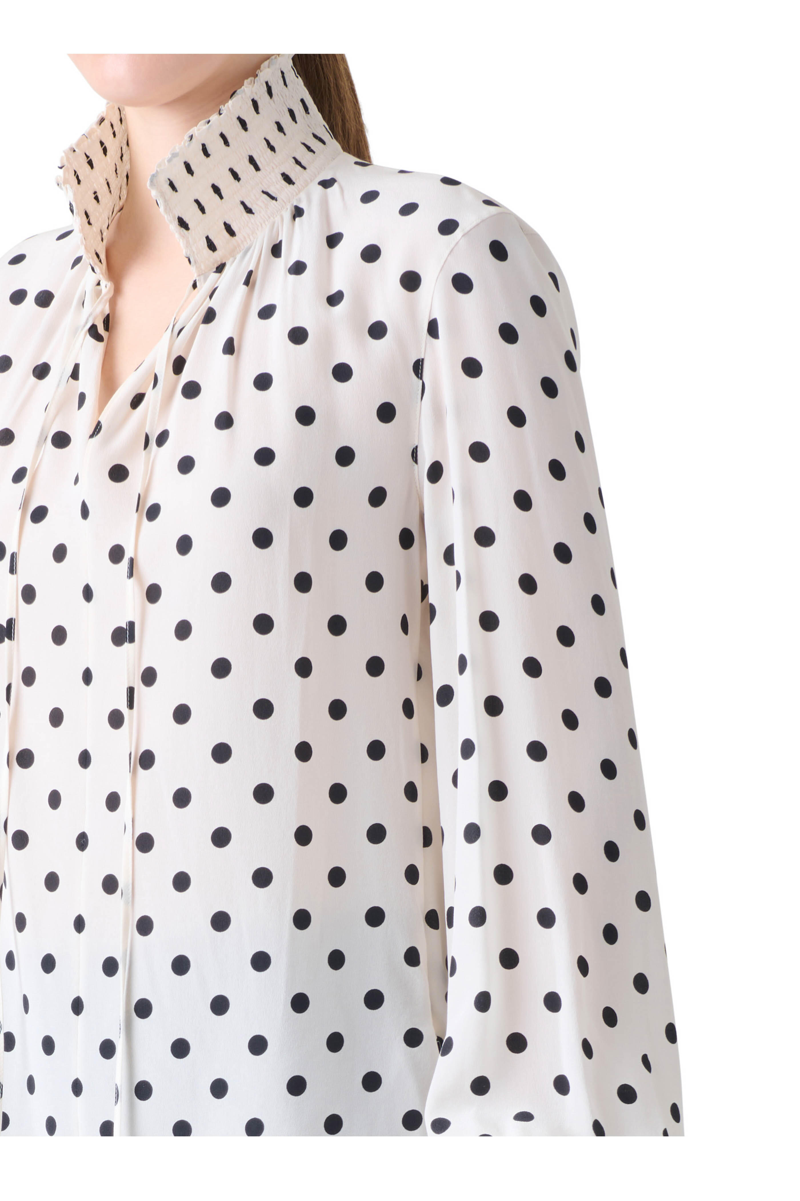 Akris Punto - Black & White Polka Dot Print Boho Blouse