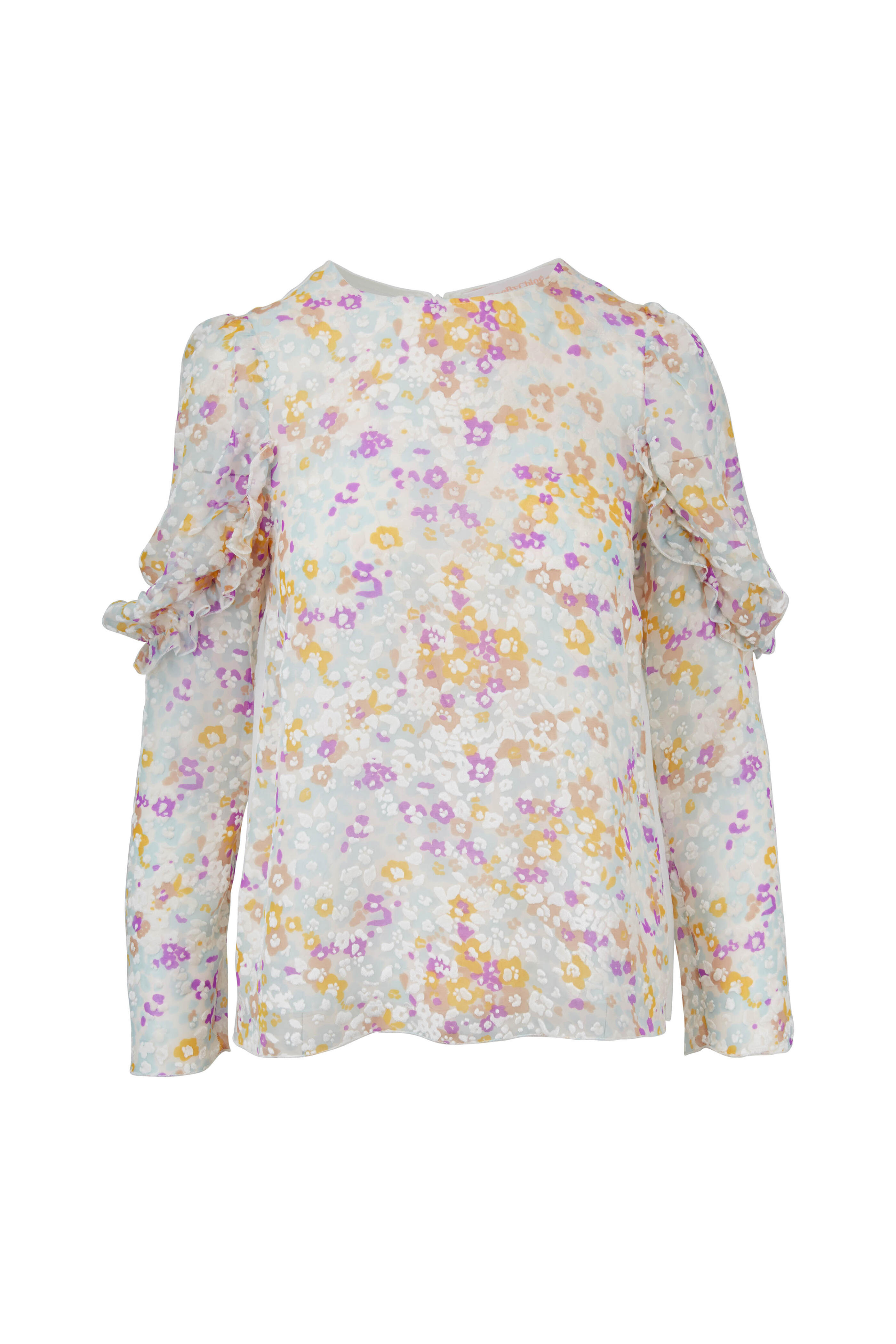 See by Chloé - Multicolor Silk Ruffle Sleeve Top