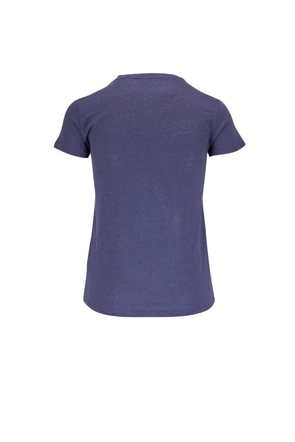 Majestic - Venice Navy Stretch Linen Crewneck T-Shirt 