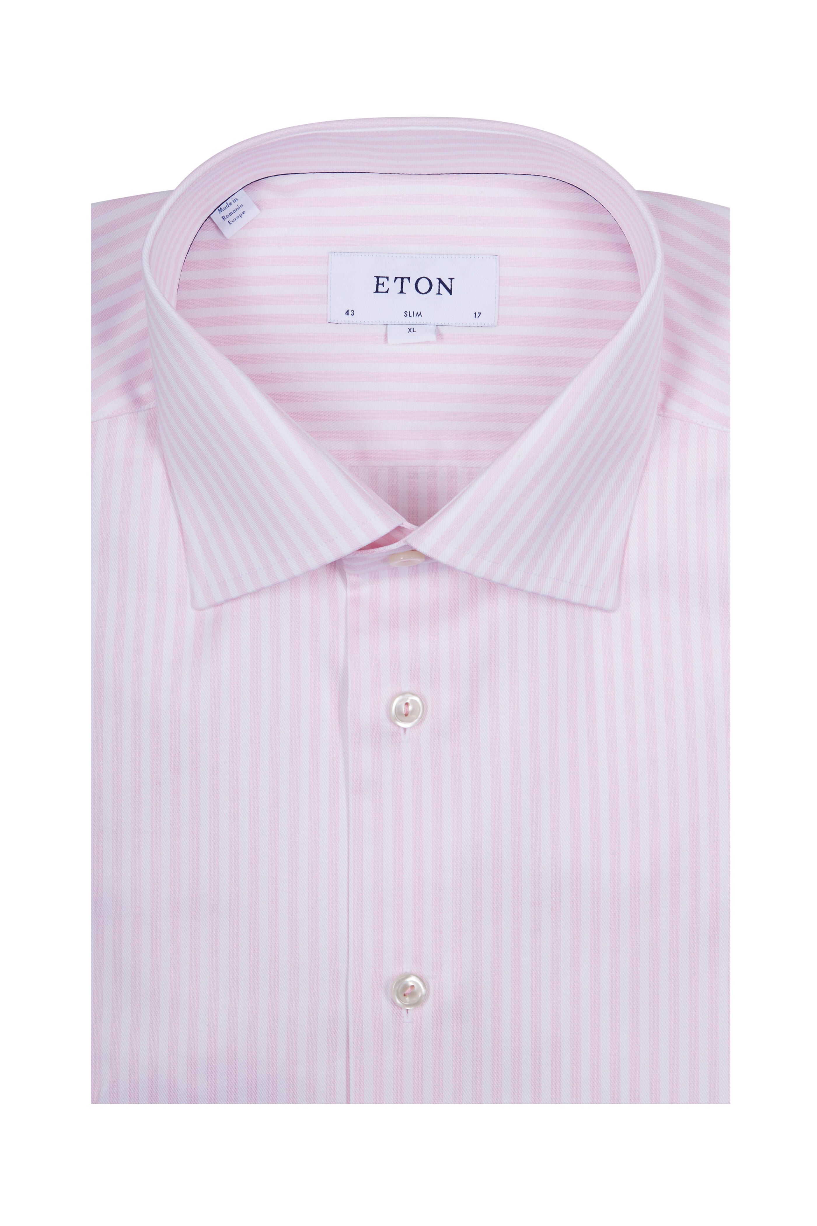 Eton - Pink & White Striped Slim Fit Dress Shirt