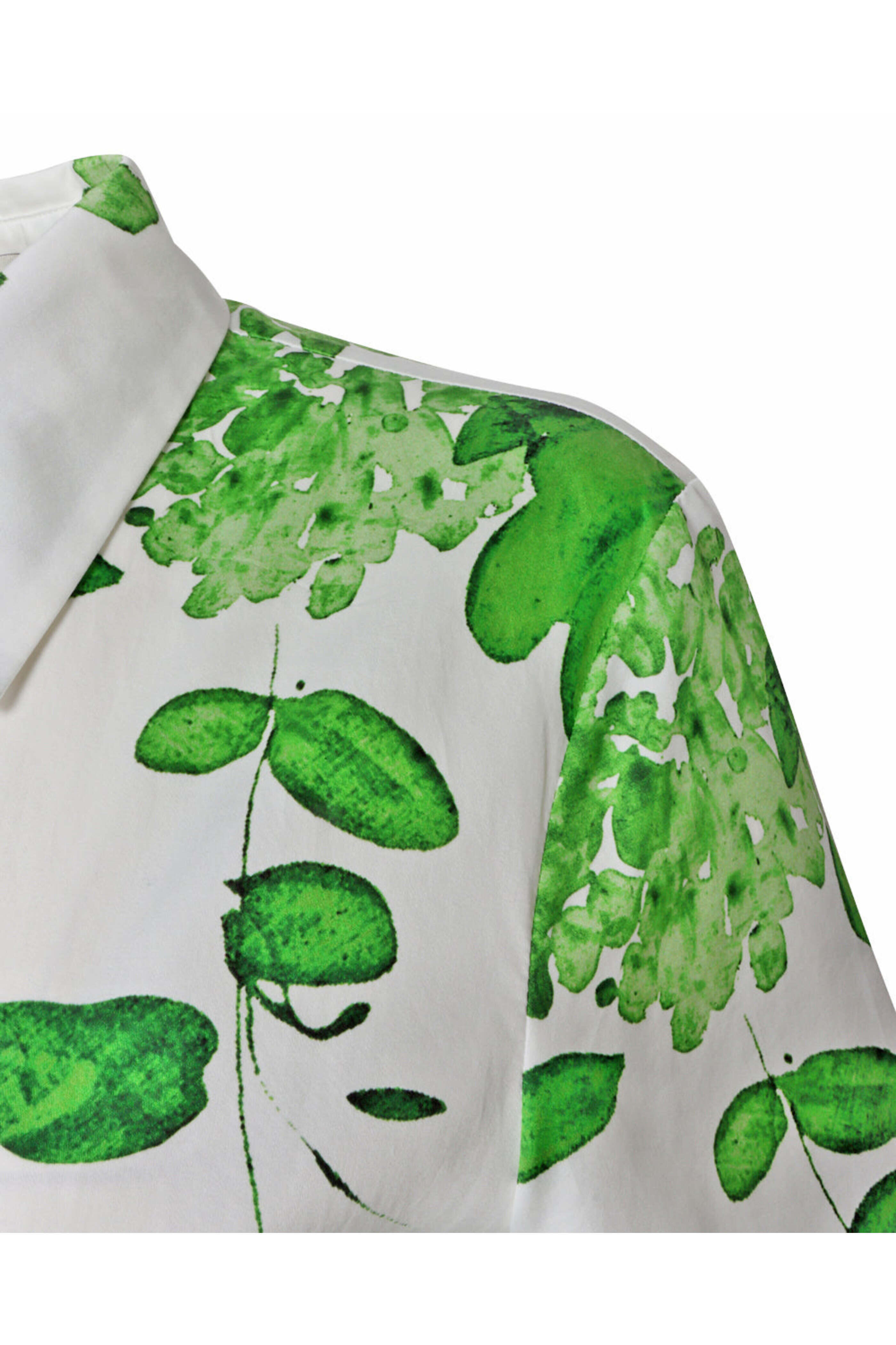 Rani Arabella - White Leaves Belted Ortensia Shirtdress