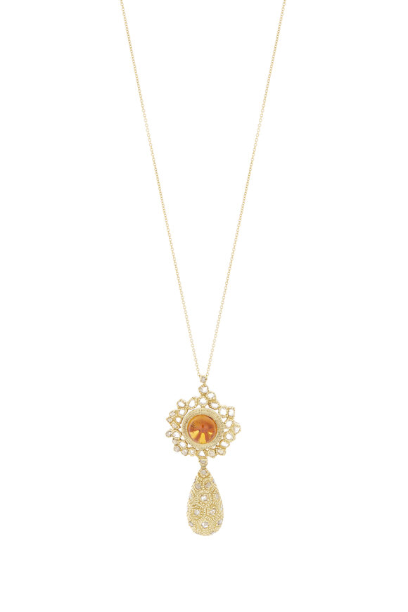 Coomi - 20K Yellow Gold Citrine & Diamond Pendant Necklace