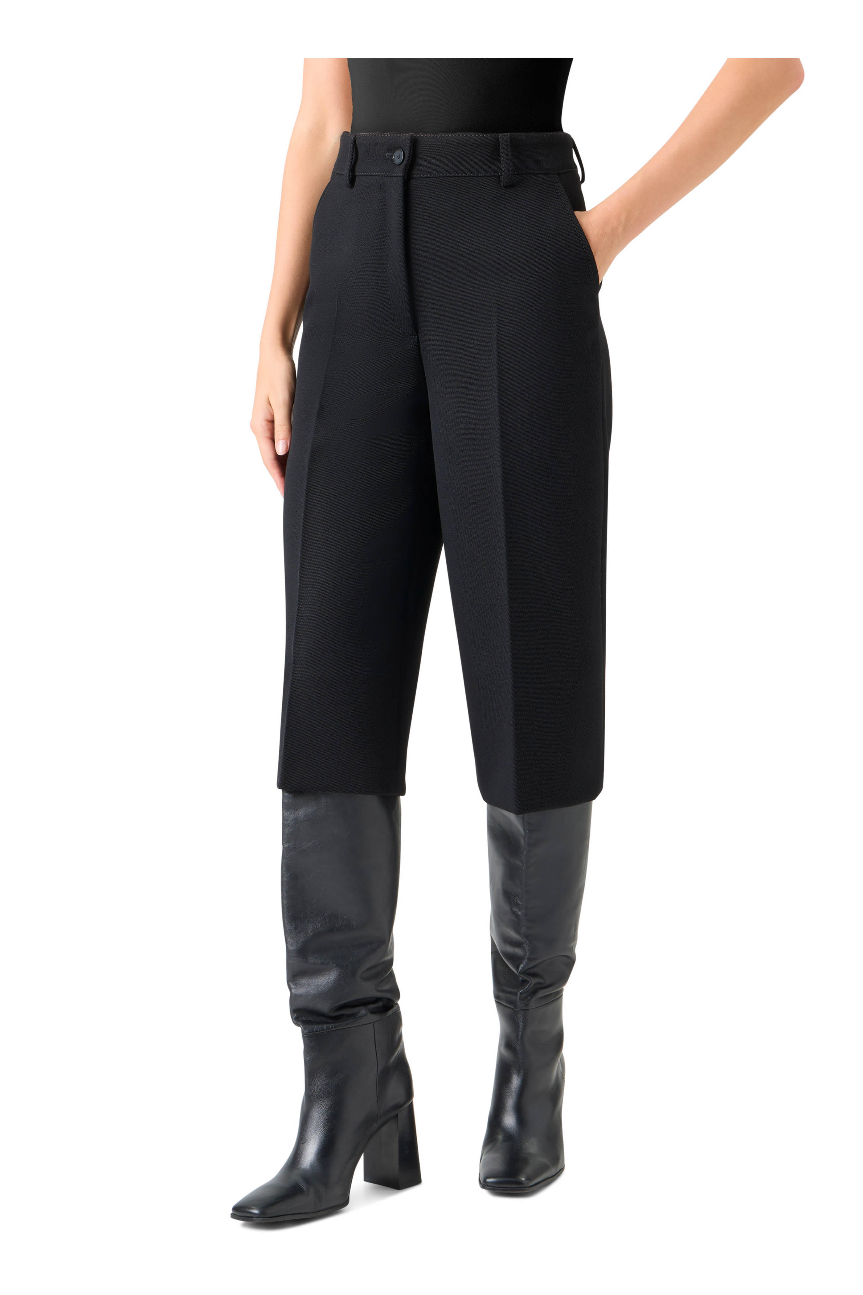 Akris Punto - Chiana Black Wide Leg Bermuda Pant