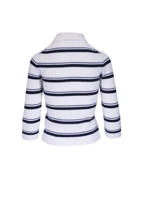 Vince - Off-White & Coastal Blue Cashmere & Silk Polo