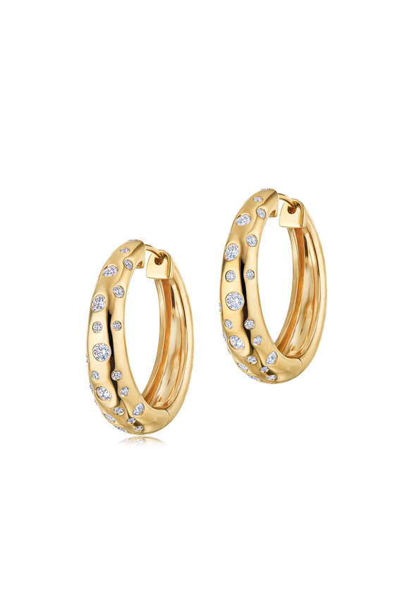 Kwiat 18k Yellow Gold Cobblestone Diamond Hoops