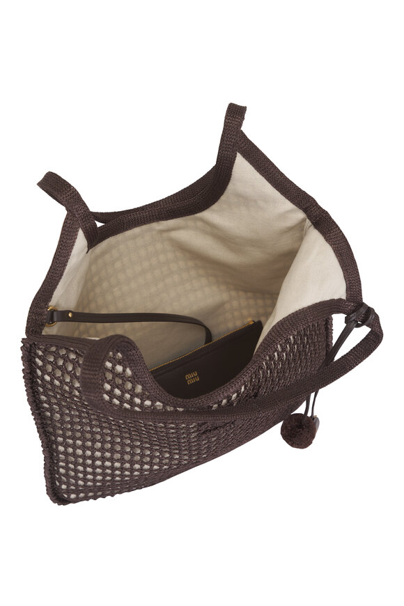 Miu Miu Cocoa Crochet Mesh Shopping Tote - view 5