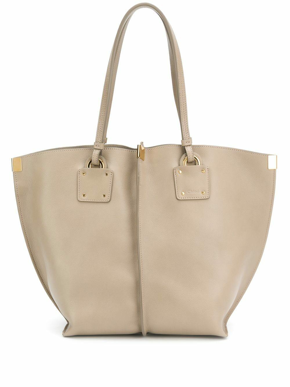 ハンドバッグ CHLOE Woman Handbag Grey CHC25SS397O81 074 Chloé Woody grey linen and leather tote bag | TheDoubleF