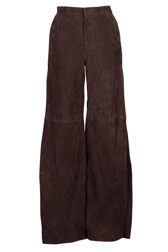 L'Agence Livvy Coffee Bean Suede Straight Leg Pant - view 1